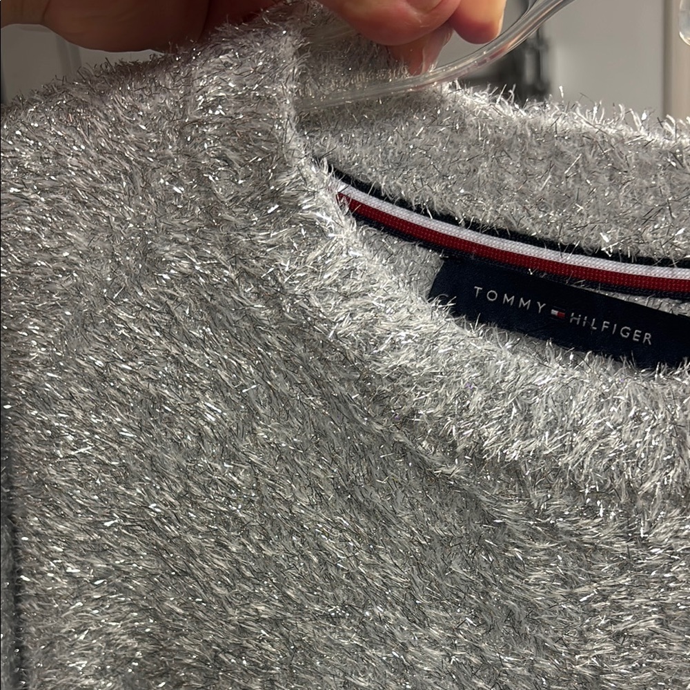 Tommy Hilfiger Gray and White Tinsel Crew Neck Sweater with Gradient Effect - Picture 6 of 6